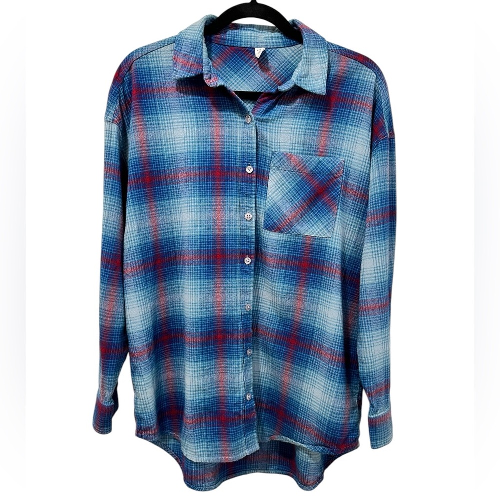BP button down plaid flannel, women's XS, very soft